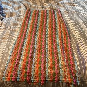 Colorful midi crochet skirt
